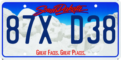 SD license plate 87XD38