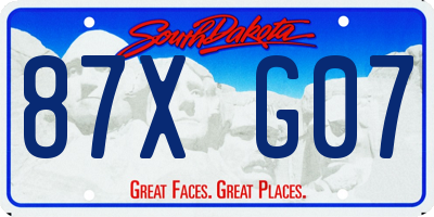 SD license plate 87XG07