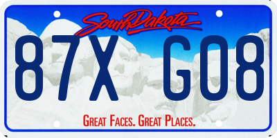 SD license plate 87XG08