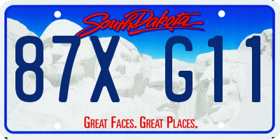 SD license plate 87XG11