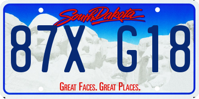 SD license plate 87XG18