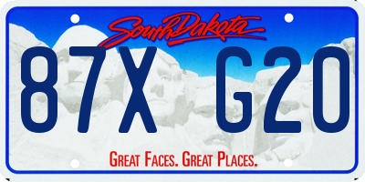 SD license plate 87XG20