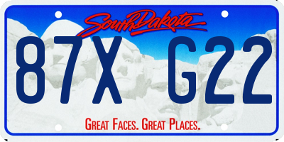 SD license plate 87XG22
