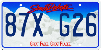 SD license plate 87XG26