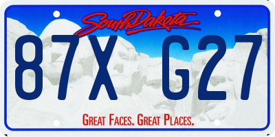 SD license plate 87XG27