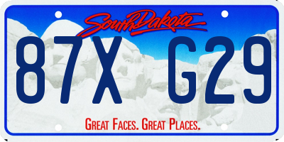 SD license plate 87XG29
