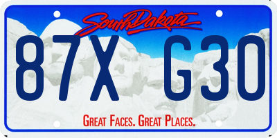 SD license plate 87XG30