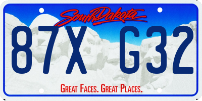 SD license plate 87XG32
