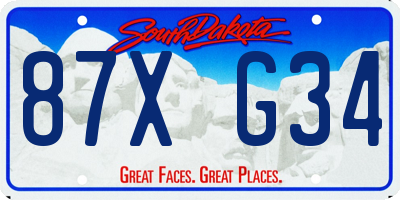 SD license plate 87XG34