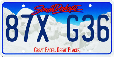 SD license plate 87XG36