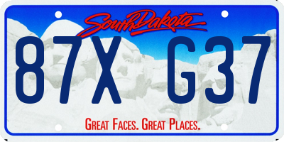 SD license plate 87XG37