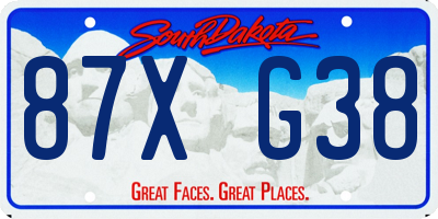 SD license plate 87XG38