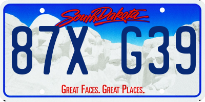 SD license plate 87XG39