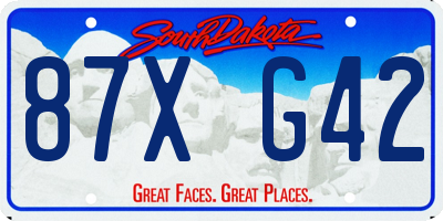 SD license plate 87XG42