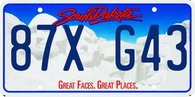SD license plate 87XG43