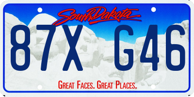 SD license plate 87XG46