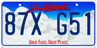 SD license plate 87XG51