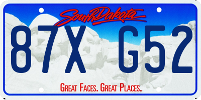 SD license plate 87XG52
