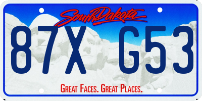 SD license plate 87XG53