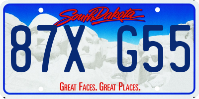 SD license plate 87XG55