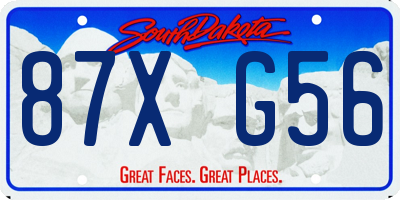 SD license plate 87XG56