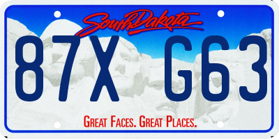 SD license plate 87XG63