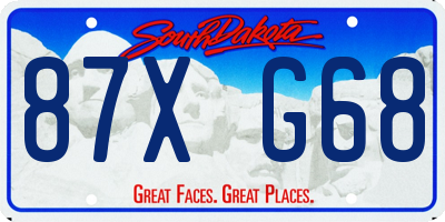 SD license plate 87XG68