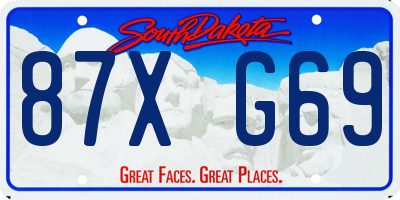 SD license plate 87XG69