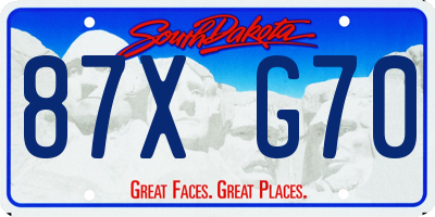 SD license plate 87XG70