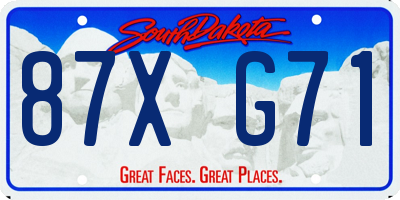 SD license plate 87XG71