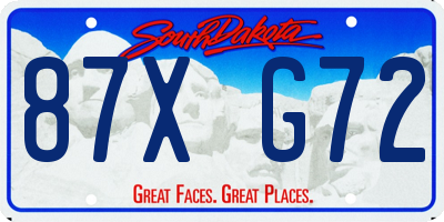 SD license plate 87XG72