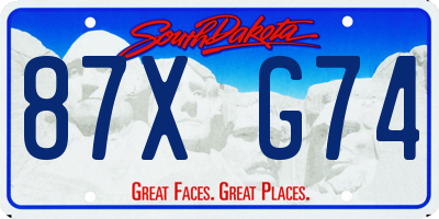 SD license plate 87XG74