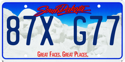 SD license plate 87XG77