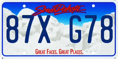 SD license plate 87XG78