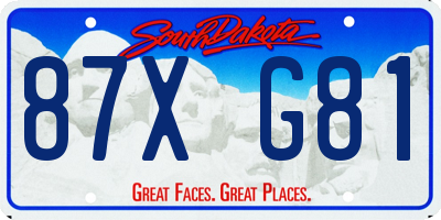 SD license plate 87XG81