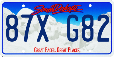 SD license plate 87XG82