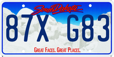 SD license plate 87XG83