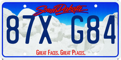 SD license plate 87XG84
