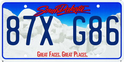 SD license plate 87XG86