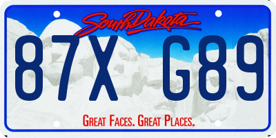 SD license plate 87XG89