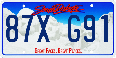 SD license plate 87XG91