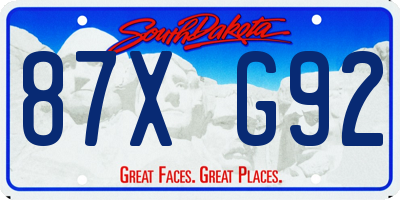 SD license plate 87XG92