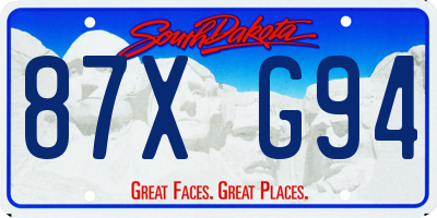 SD license plate 87XG94