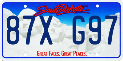 SD license plate 87XG97
