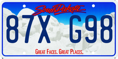 SD license plate 87XG98