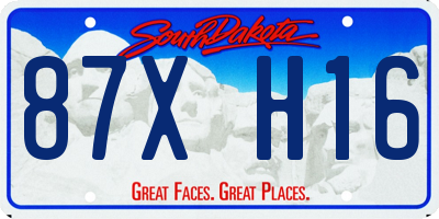 SD license plate 87XH16