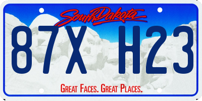 SD license plate 87XH23