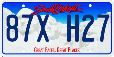SD license plate 87XH27