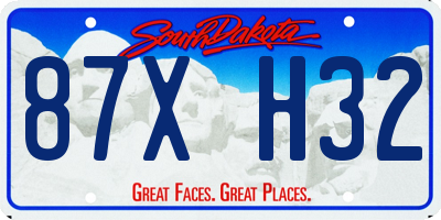 SD license plate 87XH32
