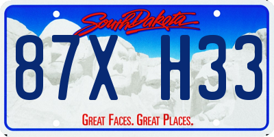 SD license plate 87XH33